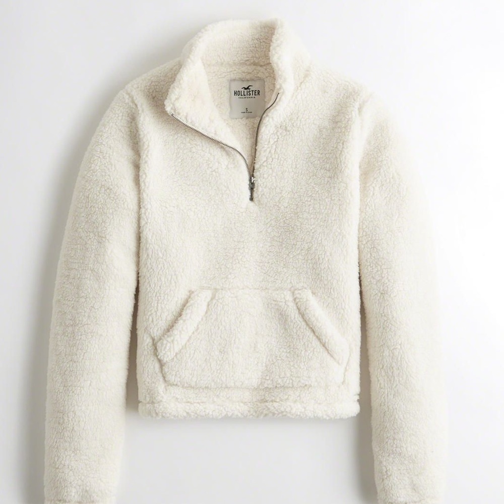 Sherpa Half-Zip White Sweatshirt